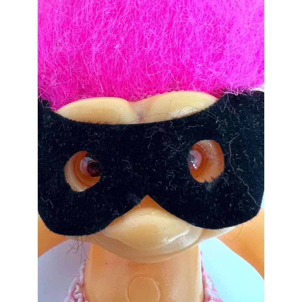 Vintage Korea Lucky Troll Doll Boxer Shorts Mask Pink Hair Brown Eyes